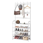 👟🧢 Multi-Functional Shoe & Hat Rack | 4-Tier Metal Shelf with Hooks