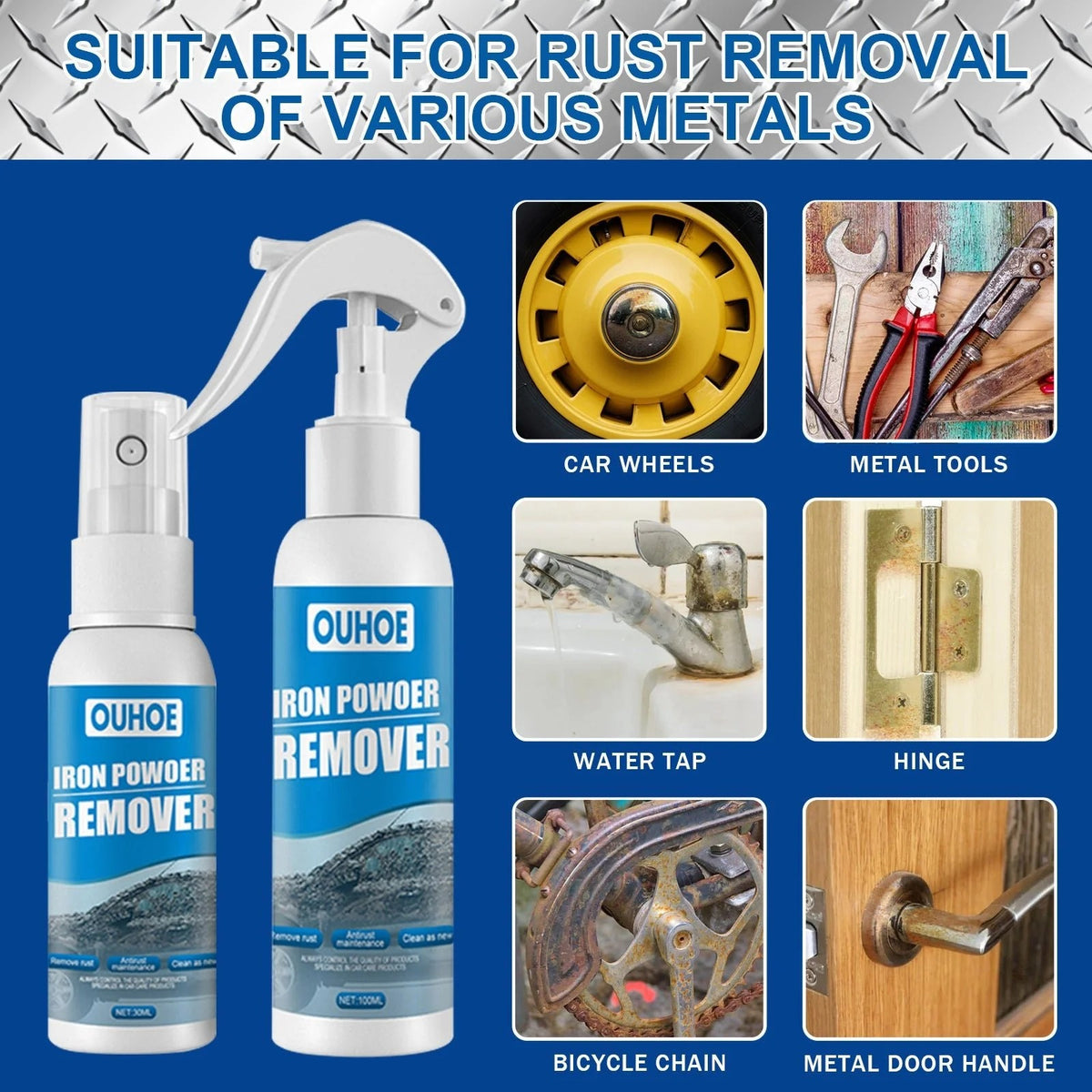 Car Iron Powder & Rust Remover Spray (100ml Kit)